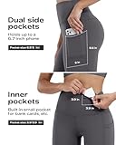 CHRLEISURE Leggings with Pockets for Women, High Waisted Tummy Control Workout Yoga Pants(5 Packs Black,Gray,Navy,Wine,JLGreen, L)