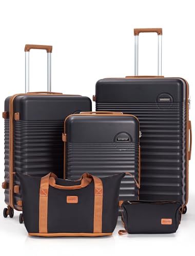 CONCEPTEN Luggage Sets 5 Piece, Suitcases with Wheels, Hardshell Suitcase Set, ABS Carry on Luggage Set with TSA Lock, Travel Luggage