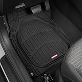 Motor Trend FlexTough Floor Mats for Cars, Deep Dish All-Weather Mats, Waterproof Trim-To Fit Automotive Floor Mats for Cars Trucks SUV, Universal Floor Liner Car Accessories, Black, Full Set