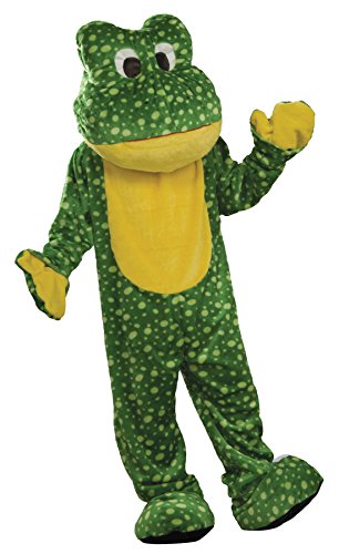 Rubies Adult Deluxe Plush Frog Mascot Costume for Themed Parties and Halloween, Green, One Size