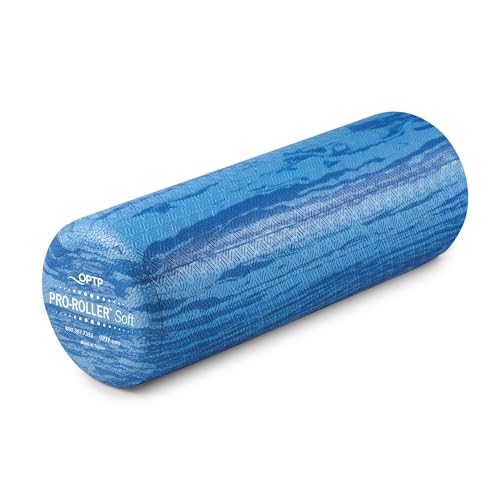 OPTP PRO-Roller Soft Density Foam Roller – Low Density Soft Foam Roller for Physical Therapy, Pilates, Yoga Foam Roll Exercises, and Muscle Recovery - Blue 18" x 6"