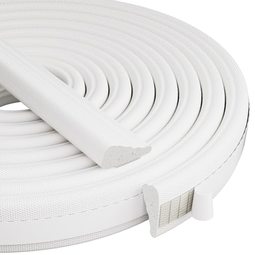 196” Wedge-Shape Foam Window Weather Stripping Door Seal Strip,Soundproofing Frame Winter Insulation Tape for Exterior Front Door,Noise Cancelling Window Inserts,Door Gap Filler Light Blocker,White