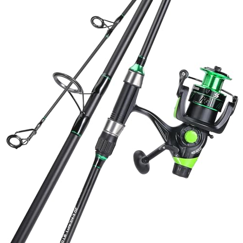 Sougayilang Surf Fishing Rod Combo IM8 Carbon 3 Piece Travel Spinning Rod with 4000 Size Spinning Reel - 11'
