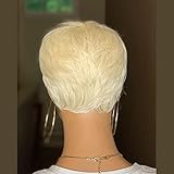 Sumcas Short 613 Human Hair Pixie Cut Wigs for Black Women Brazilian Remy Human Hair Bob Wigs African American White Women Layered Wigs Side Part Curly