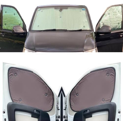 Thermal Blinds Compatible with VW T5.1 (Years 2010-2015) (Full Set LWB + Tailgate) with Backing Colour in Brown, Reversible