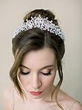 SWEETV Jeweled Wedding Tiaras and Crowns for Women, Metal Princess Tiara Queen Crown for Bride, Bridal Headpieces for Birthday Quinceanera Pageant Prom, Silver