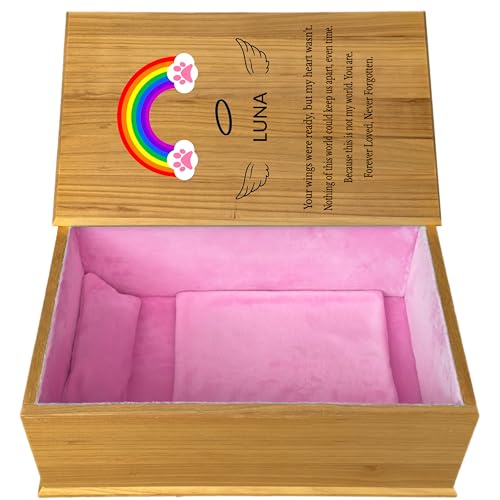 Handmade Waterproof Pet Casket|Dog Cat Casket,Coffin|Pet Caskets For Dogs,Cats|Pet Burial Box,Wooden Box| Pet Memorial （inside 15.7"L x 9.0"W x 6.3"H) Pink X-Small
