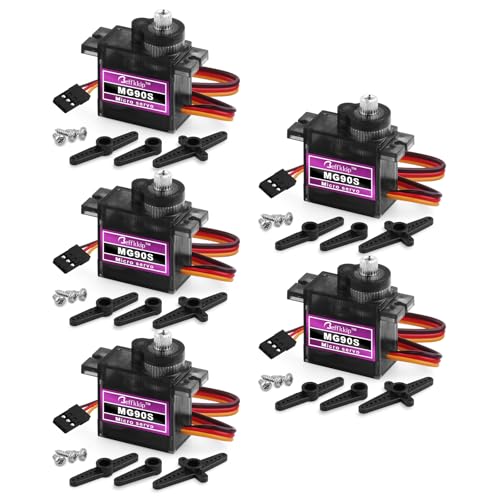 5 Pack Mg90s Servo Motor 9g Micro Servos Kits Metal Gear for DIY Smart Robot Toys RC Toy Car Model Helicopter RC Boat
