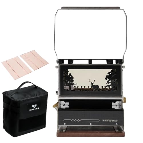 BLACKSOLID [YJ] Outdoor Oil Lamp, with Storage Bag& Lantern Wick Hatchback Design Removable Window Grill Portable Stove, for Warming Making Coffee Cooking