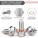 DEEFILL M12 x 1.75 Magnetic Oil Drain Plug, Stainless Steel Sump Drain Nut Bolt with Copper Crush Washer Compatible with GMC, Chevrolet, Buick, Cadillac