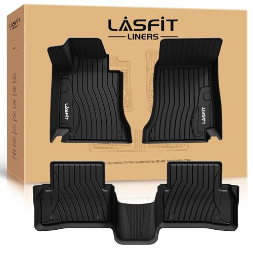 LASFIT Floor Mats for Mercedes Benz C Class 2021 2020 2015-2019 Fit Sedan Only, C300 / C350e / C43 AMG / C63 AMG / C63 AMG S, All Weather TPE Floor Liners for C Class 1st & 2nd Row Mats