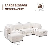 Huatean Home 125 Inch Oversized Corduroy Modular Sectional Sofa, U Shaped Modular Couch with Storage, 6 Seat Convertible Corduroy Couch, Comfy Sectional Couches for Living Room with Memory Foam, Beige