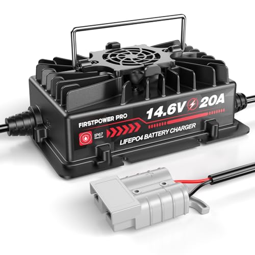 FirstPower 20-Amp 14.6 Volt LiFePO4 Battery Charger, Smart Battery Charger Maintainer with Anderson Connector LED Indicator Special for Cars,Golf Carts,UAV,Fishing Boat,RV and Deep Cycle Batteries.