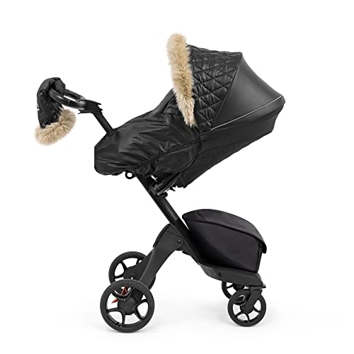 Stokke Xplory X Winter Kit, Onyx Black - Protects Baby from Cold Weather & Wind - Includes Fleece Mittens for Parents - PFC-Free Fabrics, Reflective Zipper, Genuine Sheepskin Rims