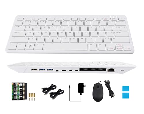 Pi 500 Portable Keyboard Computer Compatible with Raspberry Pi 500, Same Quad-Core 64-bit Arm Processor, Support WiFi/Bluetooth, Comes with Official 32GB Micro SD Card (6 Items)