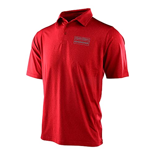 Troy Lee Designs Motorcycle Motocross Racing Polo T Shirt, TLD GASGAS Team CORE Polo Shirt (Red Heather, X-Large)