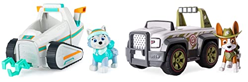 Paw Patrol Everest’s Snow Plow & Paw Patrol Jungle Rescue, Tracker’s Jungle Cruiser, Vehicle & Figure Bundle