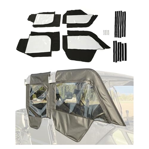 Kojem Soft Upper Door Compatible with 2017-2022 All Can-Am Defender Max-4 Models Top Enclosure Rollable Window Door Soft Cab Doors Side by Side Accessories Sailcloth Vinyl Plastic