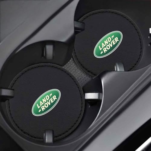 Car Cup Coaster for Land Rover Range Rover Range Rover Sport Range Rover Velar,2PCS Leather Thickening Non-Slip Absorbent Embedded Ornaments Vehicle Holder Wear-Resistant Interior Sets Exclusive Logo