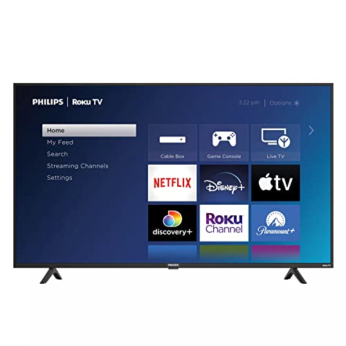 Philips 55-Inch 4K UHD HDR10 LED Roku Smart TV with Voice Control App, Airplay, Screen Casting, & 300+ Free Streaming Channels