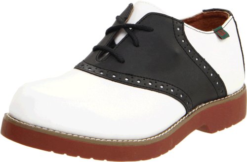 SCHOOL ISSUE womens Saddle Oxford, White/Black, 9 Wide US