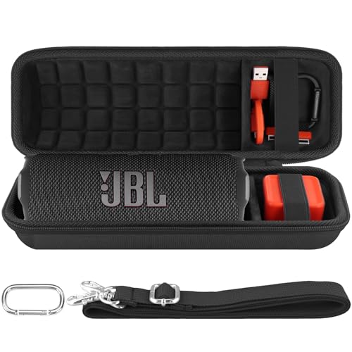 co2CREA Hard Travel Case Replacement for JBL Flip 7 Flip 6 FLIP 5 Waterproof Portable Bluetooth Speaker (Black Case + Inside Black)