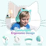 LOBKIN Bluetooth 5.3 Kids Headphones with Case - RGB LED Light Up Cat Ears Foldable Adjustable Over Ear Headphone Support Wireless or 3.5mm Wired Mode for Toddler & Girls & Boys Teens