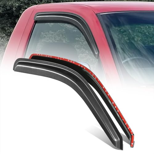 DNA MOTORING Set of 2 Tape-On Carbon Fiber Pattern Styling Window Visor Deflector Rain/Sun Guard Compatible with 1999-2006 Chevy Silverado/Sierra 1500 2500 3500, WVS-015-CF