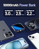 The Smallest and Lightest 10000mAh Small Power Bank，Fast charge Mini Portable Charger, USB C Input/Output with External Battery Pack, Smart LED Display，Suitable for iPhone, Samsung, iPad and tablets.