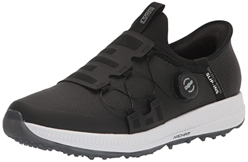 Skechers Men's Go Elite 5 Arch Fit Waterproof Slip in Golf Shoe Sneaker, Black/White Spikeless, 14