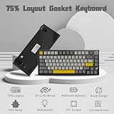 AJAZZ AK820PRO 75% Hot Swap Gasket Mount Mechanical Keyboard with TFT Display Screen, 4000mAh BT/2.4G/Wired RGB South Facing LED, Knob Control for E-Sport/Windows/Mac, Gift Switch