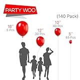 PartyWoo Red Balloons, 140 pcs Matte Red Balloons Different Sizes Pack of 18 Inch 12 Inch 10 Inch 5 Inch Red Latex Balloons for Balloon Garland or Balloon Arch as Birthday Party Decorations, Red-Y57