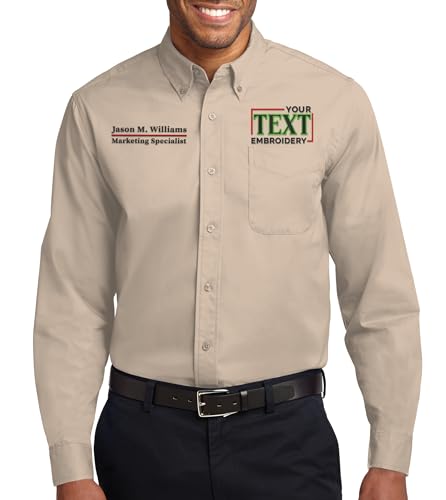 Custom Long Sleeve Embroidered Shirts for Man Add Your Text Personalized Embroidery Shirts Stone