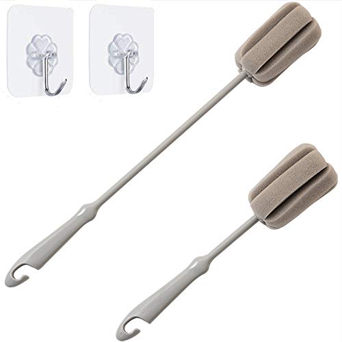 Brush Bottle 2 Pack 1 Long 1 Short Cleaning Brush Wine Glass Sponge 2 Pack Traceless Hook