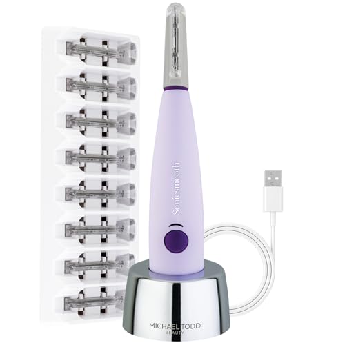 Michael Todd Beauty - Sonicsmooth – SONIC Technology Dermaplaning Tool - 2 in 1 Women’s Facial Exfoliation & Peach Fuzz Hair Removal System with 8 Weeks of Safety Edges