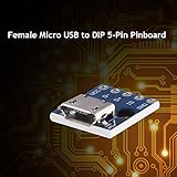 MELIFE 10pcs Female Micro USB to DIP 5-Pin Pinboard, 2.54mm Micro USB Type Interface Power Adapter Board 5V Breakout Module