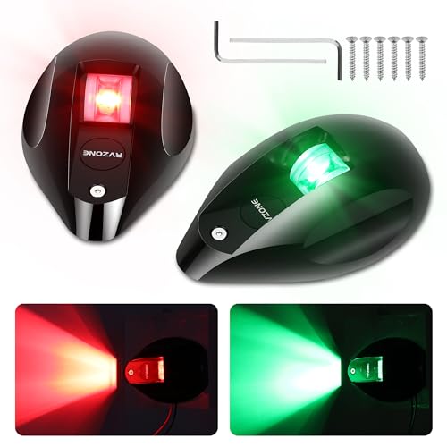 RVZONE Boat Navigation Lights Bow Lights for Boats Red and Green LED Marine Navigation Lighting IP67 Waterproof Led Boat Lighting Bow and Stern Nav Light for Pontoon,Yach, Marine (Black)