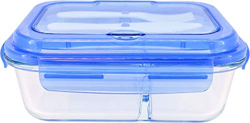 PAMEX - Airtight Borosilicate Glass Lunch Box with Cutlery 970 ml