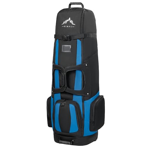 UNIHIMAL Soft-Sided Golf Travel Bags for Airlines with Wheels, Golf Club Travel Covers 900D Wear-Resistant Oxford, Waterproof, Universal Size（Black-Blue）