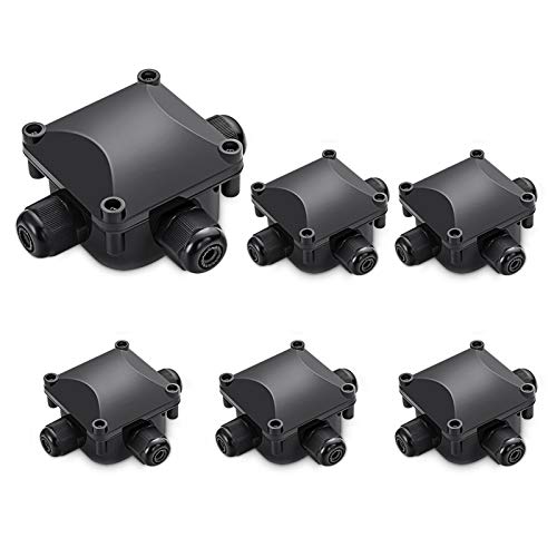 Waterproof Junction Box, IP68, 3-Way Outdoor Cable Connectors,Outdoor/External Electrical Light Junction Box Ø 6mm-10.2mm (6 Pack)