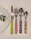 The Original Brink House Eclectic Collection Mix & Match Stainless Steel Cutlery Set with Multicolored Handles / 16 pieces with Metal Stand/Lifestyle utensils for home, apartment, dorm, outdoor