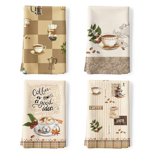 Arquiel Coffee Tea Towels, Rustic Vintage Cotton Kitchen Towel 18.9×27.5 inch, Quick Drying Dish Cloth for Party Anniversary Holiday Decoration Housewarming Gifts
