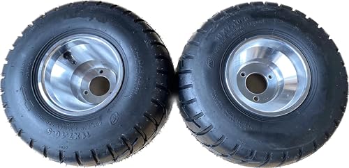 Johnwell 11"x7.1" Go Kart Rear Tires with 3 holes Rims, 2 PCS wheels in packing,Go Kart unique tread pattern increase the whole tire surface effect