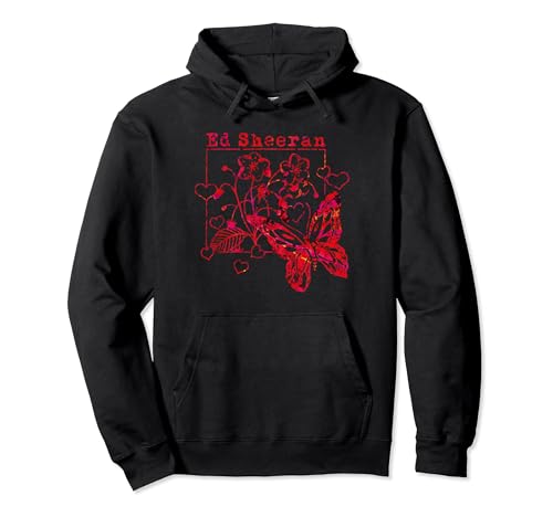 Ed Sheeran Red Wild Hearts and Butterflies Pullover Hoodie