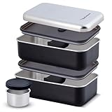 Modaniam Phoenix Modern, Stainless Steel, Stackable Microwave safe, leak proof, japanese Bento Box Adult Lunch Box with Compartments for Women & Men with Dip Container, Japanese Bento Box - 54 oz