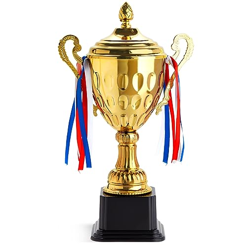 Juvale 16.63 Inch Large Gold 1st Place Championship Trophy Cup - Trophy Award for Football, Soccer and Fantasy Sports Competition