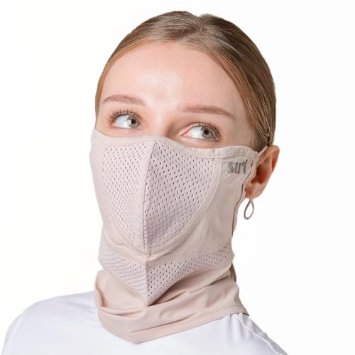 SUIGOLF KOREA (Type H) UV Sun Protection Balaclava Half Face Mask - for Hiking, Running, Cycling & Outdoor Sports (H-8 Beige, Medium)