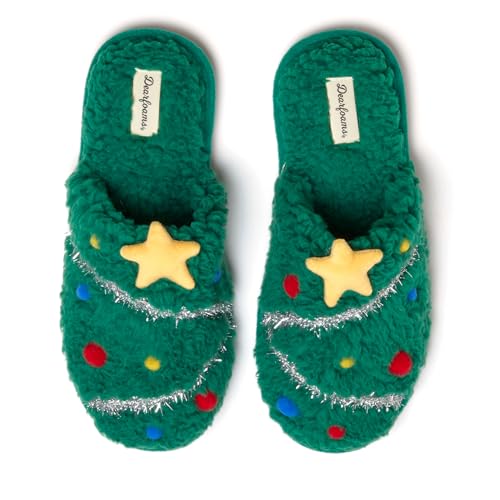 Dearfoams Unisex Ugly Sweater Closed Toe Scuff Slipper, Tree, 7-8 US Women