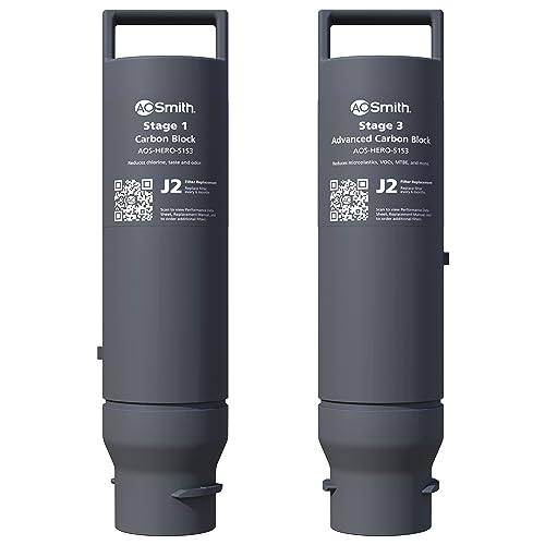 AO Smith Reverse Osmosis Water Filter Replacement Cartridges - Carbon Replacement Filters for AOS-HERO RO Filtration Systems - Reduce Chlorine & Other Contaminants from Drinking Water - AOS-HERO-S1S3