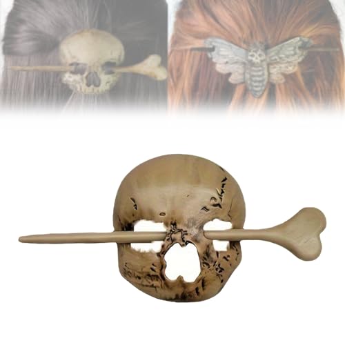 Liangchaochen Skull Hair Pin Stick Slide with Faux Bone Hairpin,Skull Hair Pin Stick Slide with Faux Bone,Holiday Compact Portable Retro Decorative Hairpin, Suitable For All Hair Colors Family Party/R